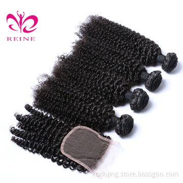REINE Grade 9a peruvian virgin hair with closure , wholesale virgin peruvian kinky curl , high grade natural hair extensions